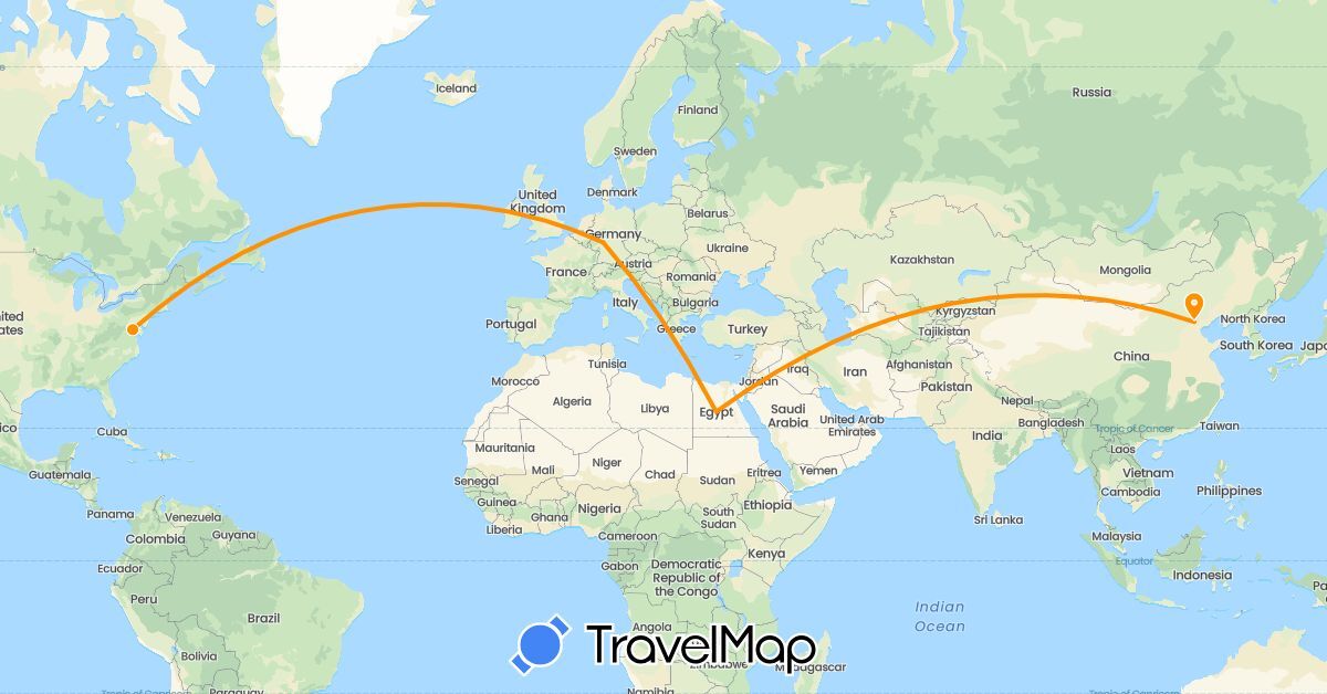 TravelMap itinerary: driving, hitchhiking in China, Germany, Egypt, United States (Africa, Asia, Europe, North America)